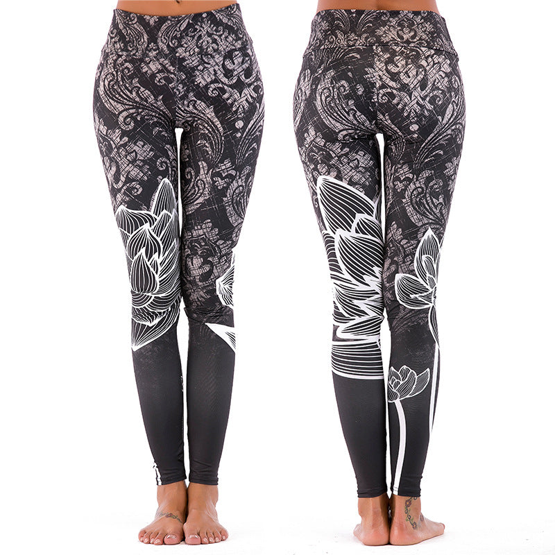Damen Sportleggings mit hoch sitzendem Bund und stilvollem geometrischen Design WW
