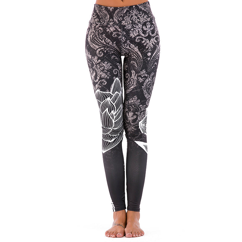 Damen Sportleggings mit hoch sitzendem Bund und stilvollem geometrischen Design WW