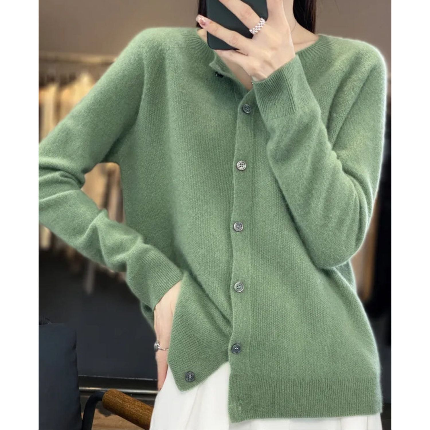 WW Damen Rundhals Cardigan Pullover