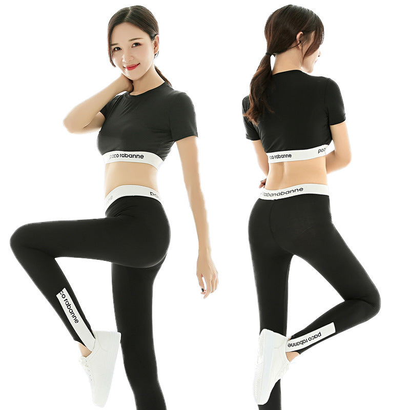 Damen Sportliches Kurzarm-Top und Leggings Set WW