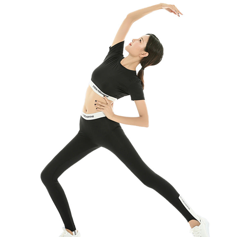 Damen Sportliches Kurzarm-Top und Leggings Set WW