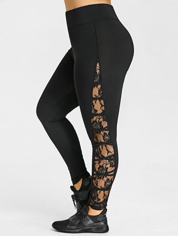 Damen Funktionale Sportleggings mit Spitzenelementen WW