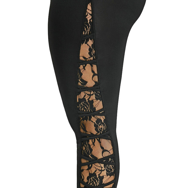 Damen Funktionale Sportleggings mit Spitzenelementen WW