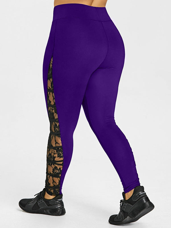Damen Funktionale Sportleggings mit Spitzenelementen WW