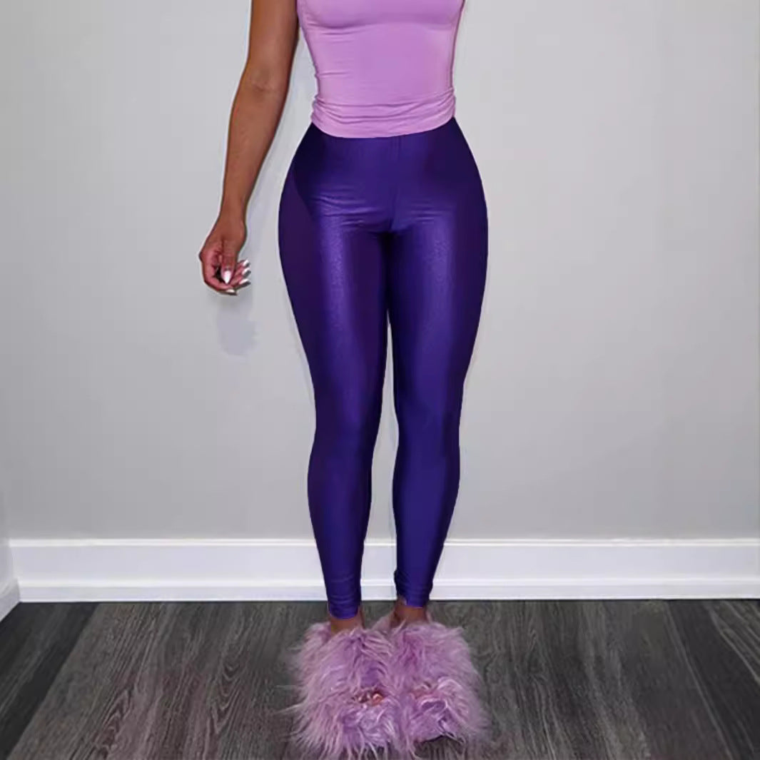Damen Hochwertige Shiny Leggings mit hohem Bund und perfekter Passform WW