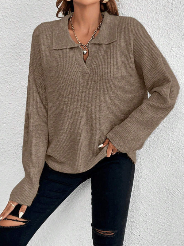 Damen Pullover mit Magnetverschluss und modischem Rippenstrick WW