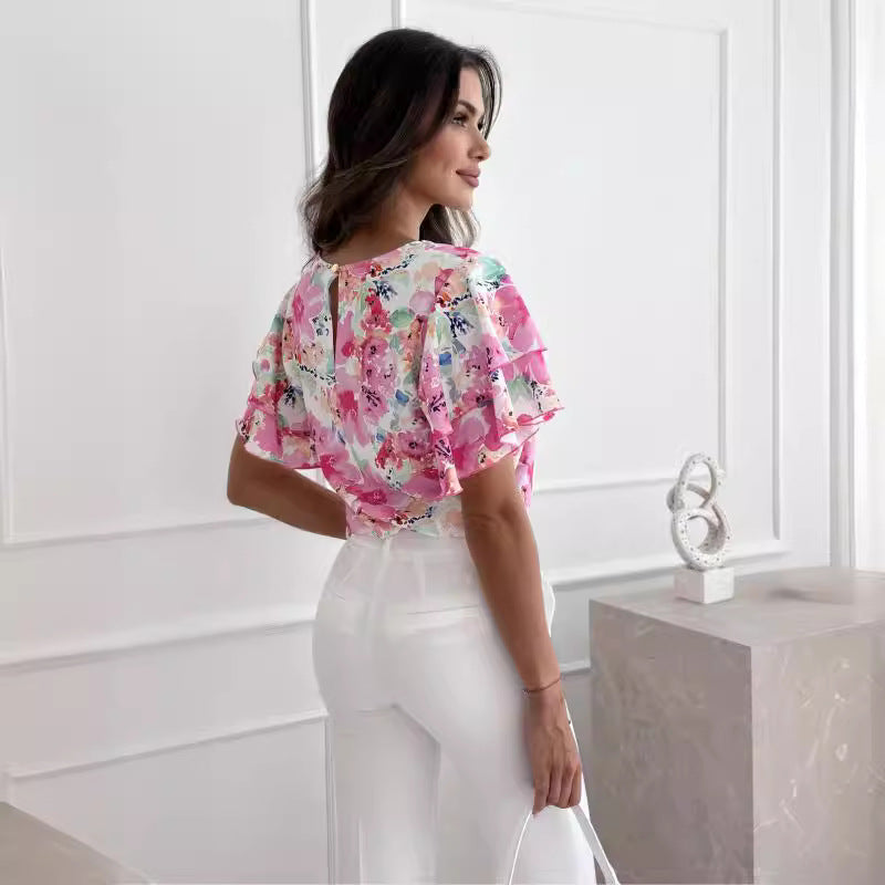 Damen Bluse mit voluminösen Rüschenärmeln WW