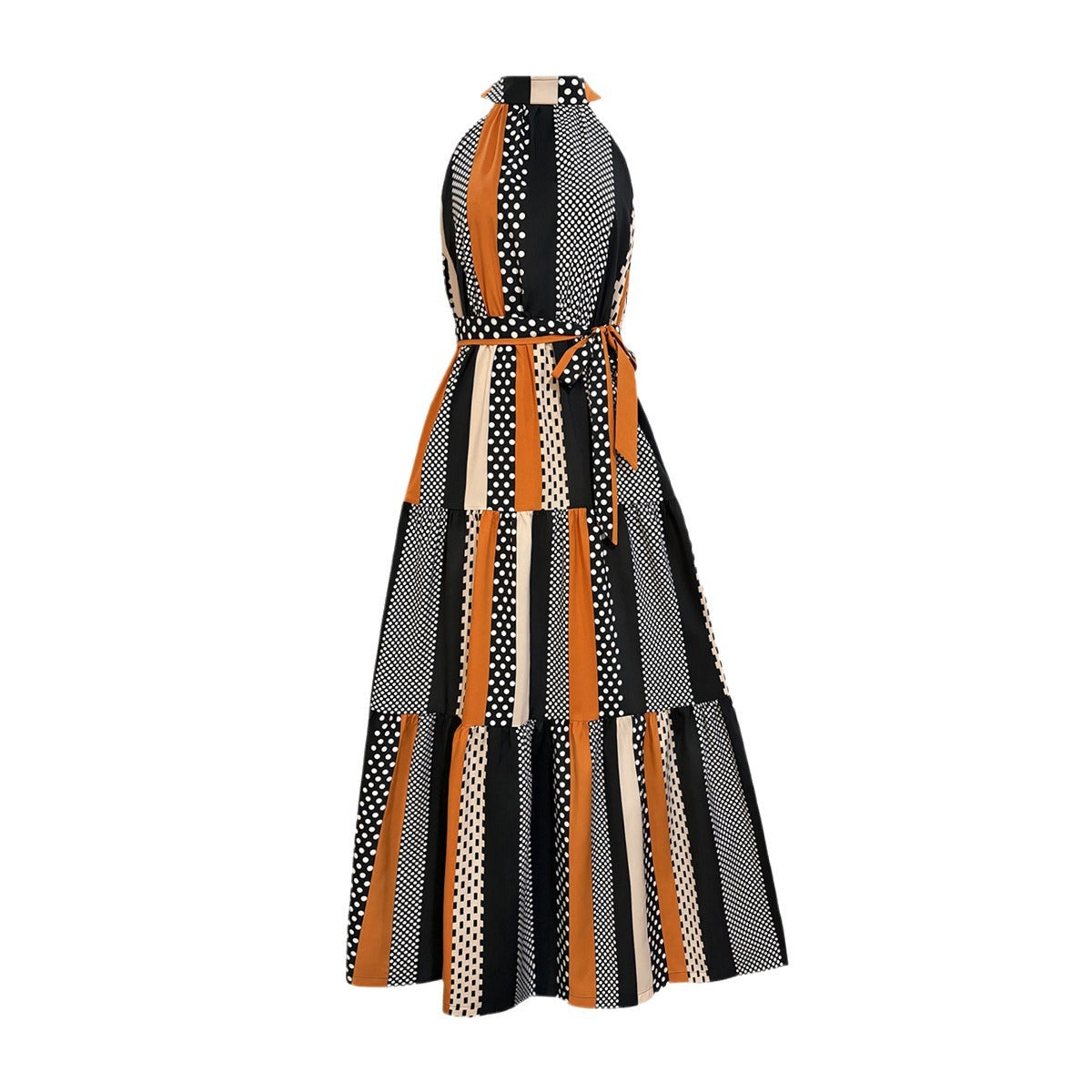 Damen Maxikleid mit modischem Halterdesign und fließendem Rock WW