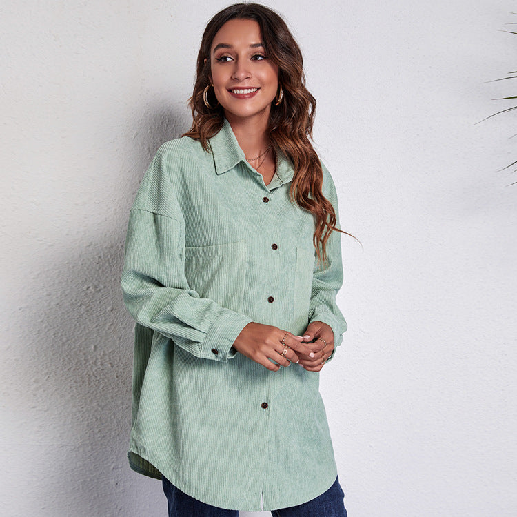 Damen Oversized Hemdblusenshirt aus Cord WW