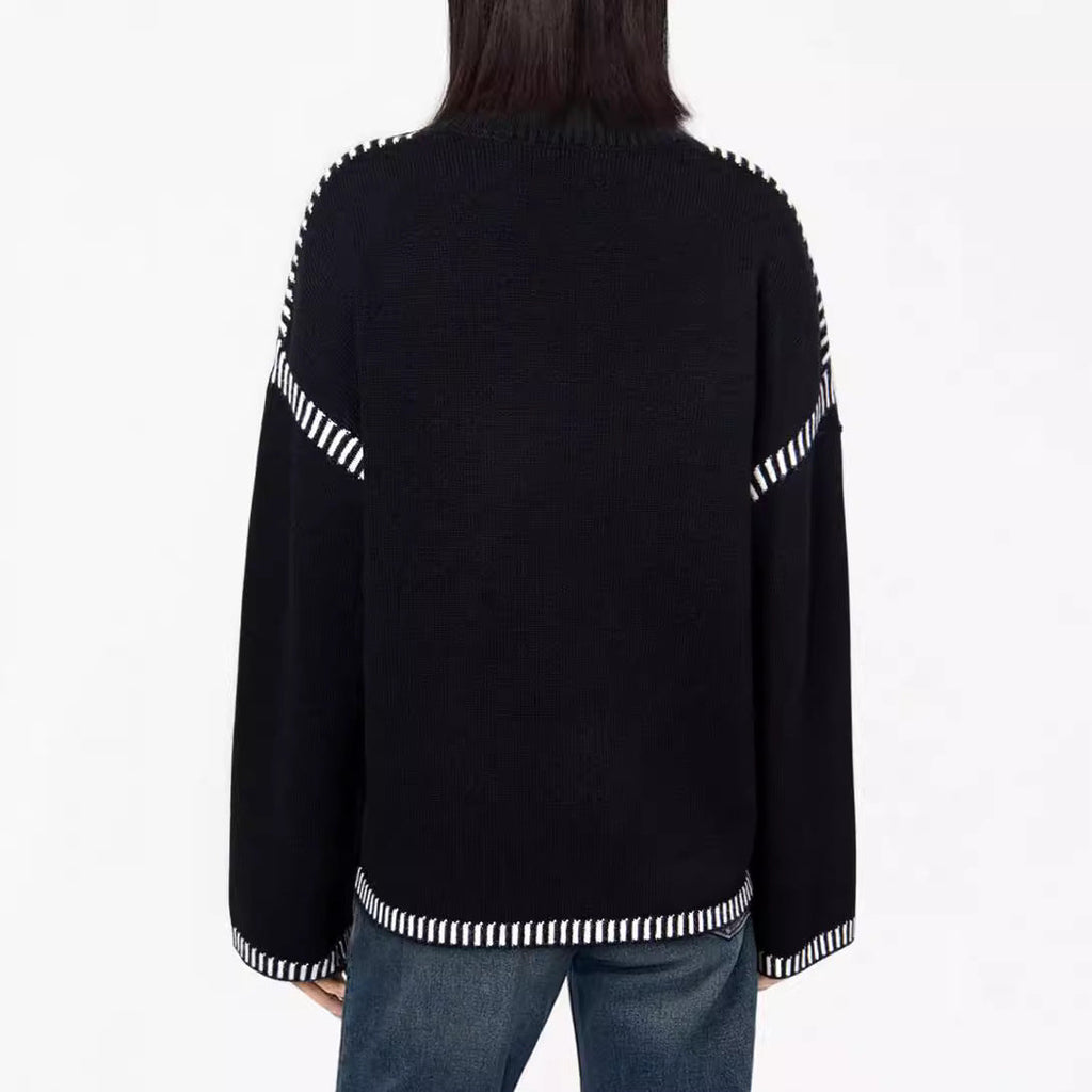 Damen lässiger Pullover mit strukturiertem Detail und seitlichem Schlitz WW