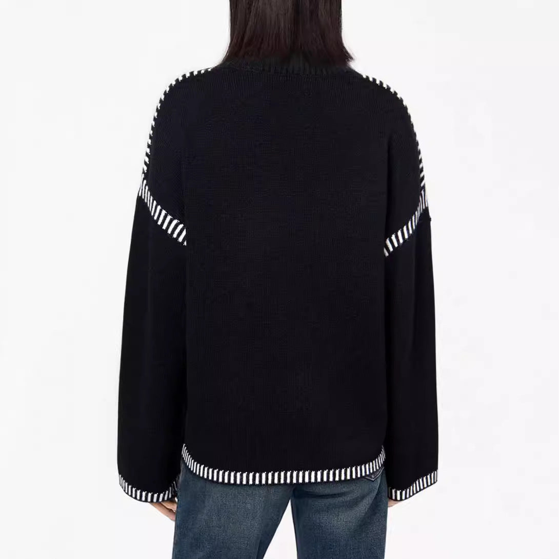 Damen lässiger Pullover mit strukturiertem Detail und seitlichem Schlitz WW