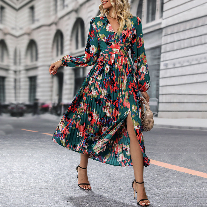 Damen Maxikleid mit plissiertem Design und aufregendem Beinschlitz WW