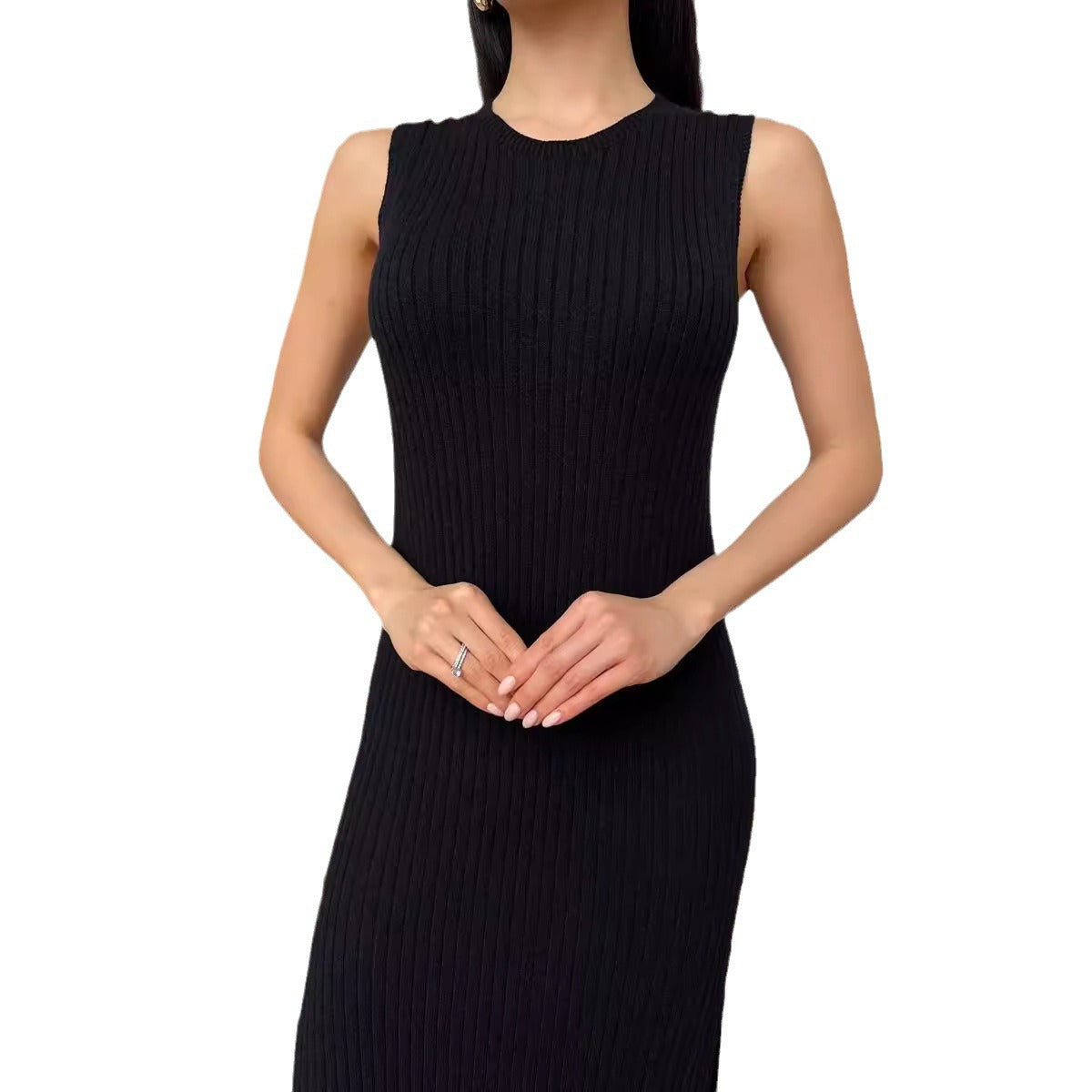 Damen Strickkleid mit modernem Rippenmuster WW