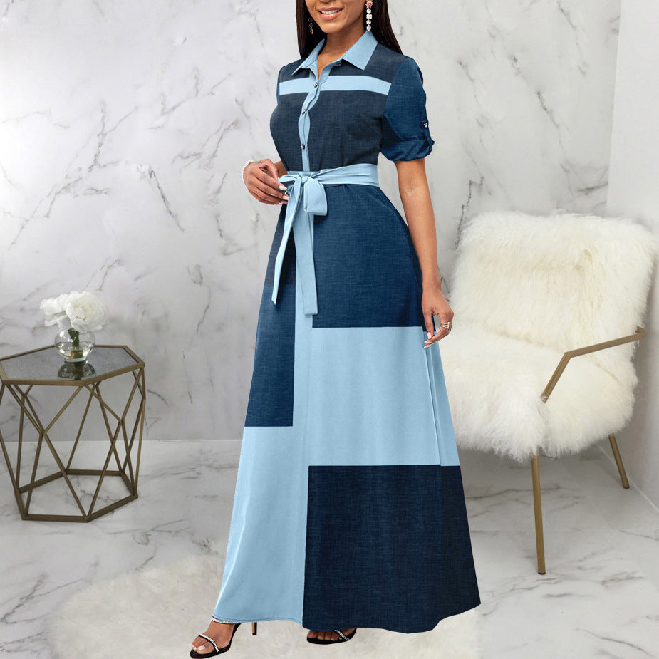 Damen Maxikleid mit tailliertem Schnitt und abnehmbaren Gürtel WW