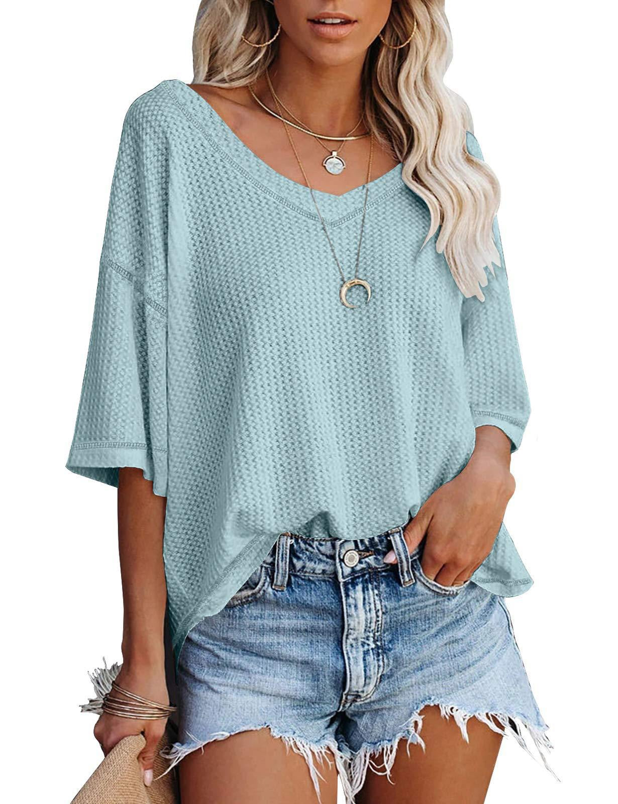 Damen lässiges Oversized-Oberteil mit strukturiertem Webmuster WW