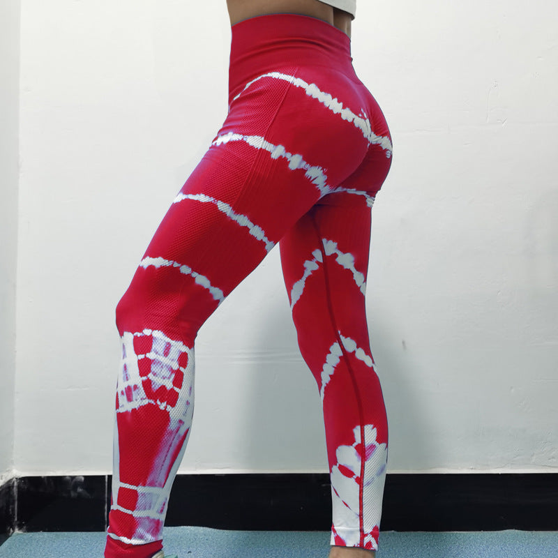 Damen Sportliche Hochbund-Leggings mit auffälligem Tie-Dye-Muster WW
