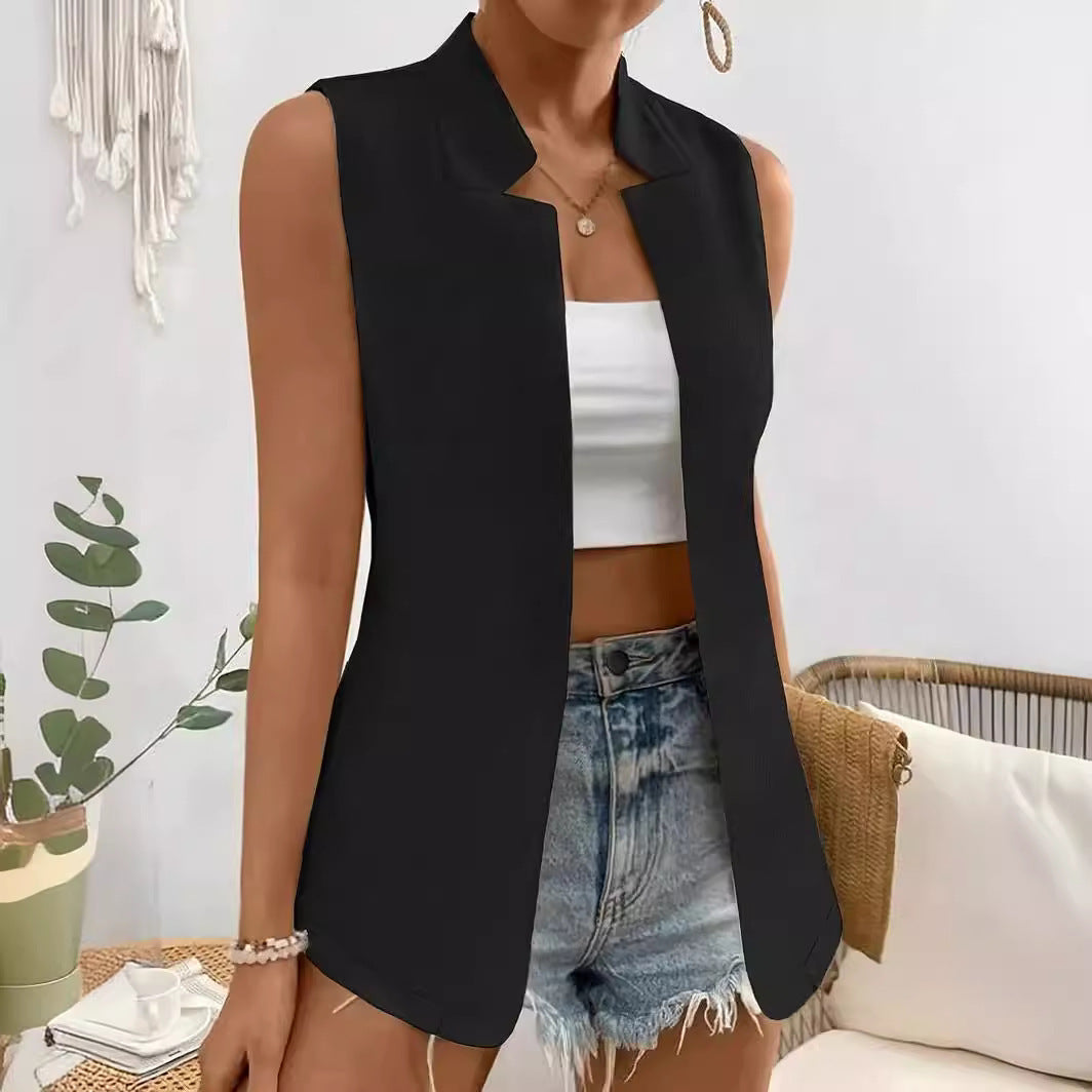 Damen ärmellose Blazerjacke mit modernem Schnitt und eleganten Details WW
