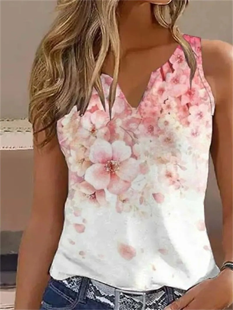 Damen ärmelloses Blusenshirt mit floralem Design WW