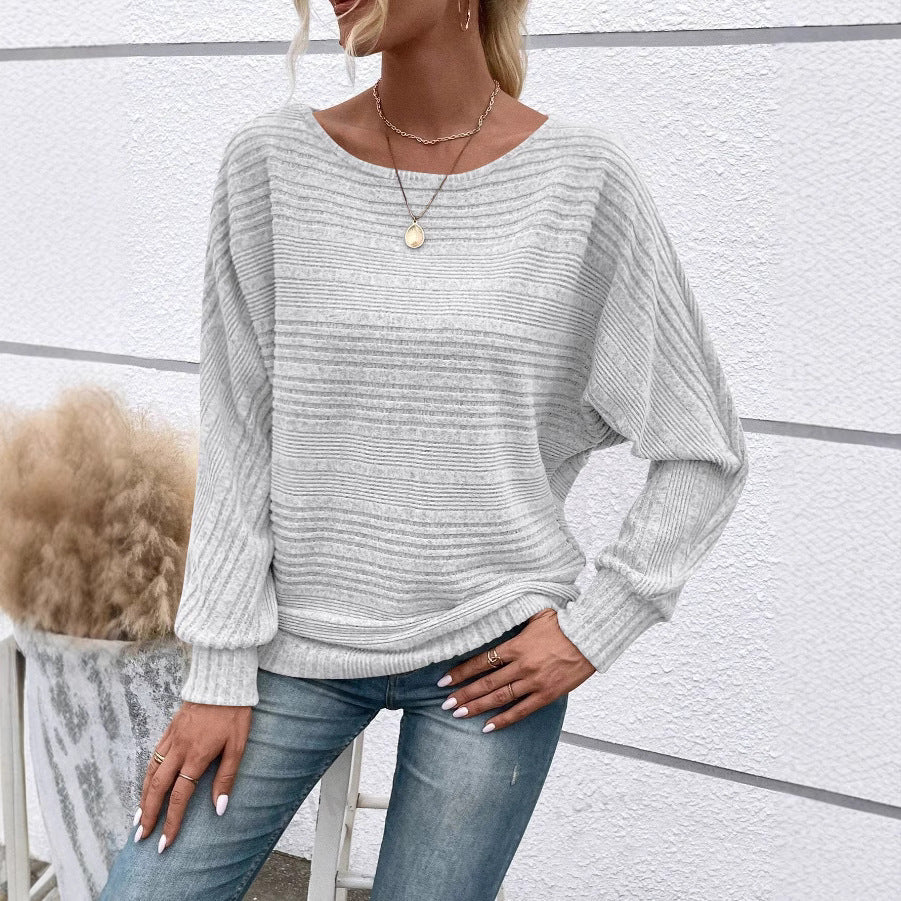 Frauen Stilvoll Strick Batwing Pullover WW