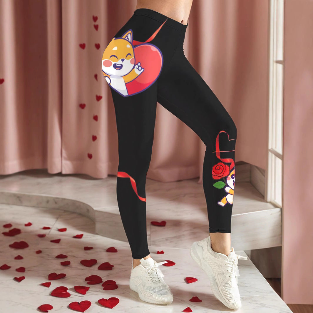 Damen Sportliche Leggings mit floralen Akzenten und hohem Bund WW