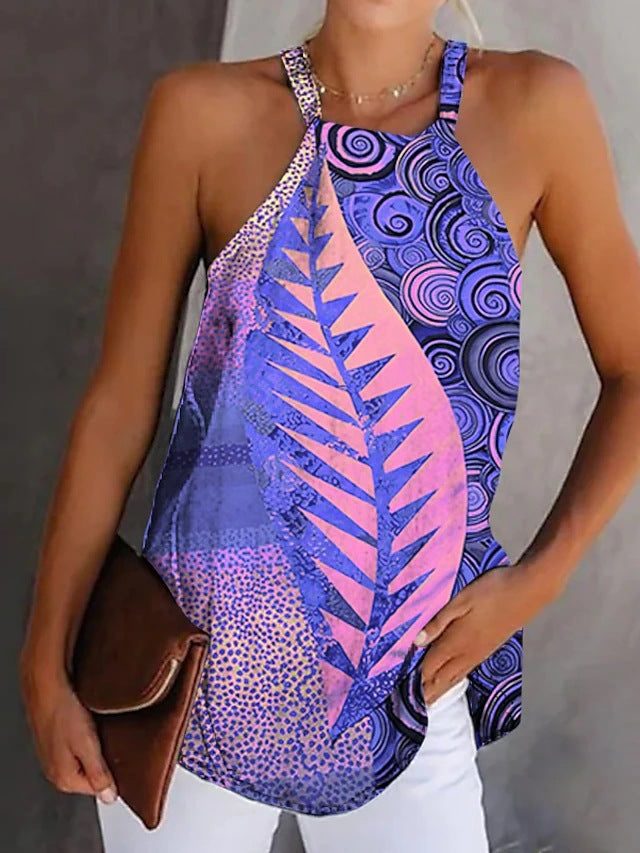 Damen ärmelloses Oberteil mit kreativem Foliendesign WW