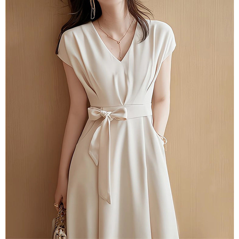 Damen A-Linien Midi Kleid mit eleganten Falten WW