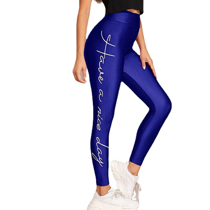 Damen Sportleggings mit inspirierendem Schriftzug und hohem Bund WW