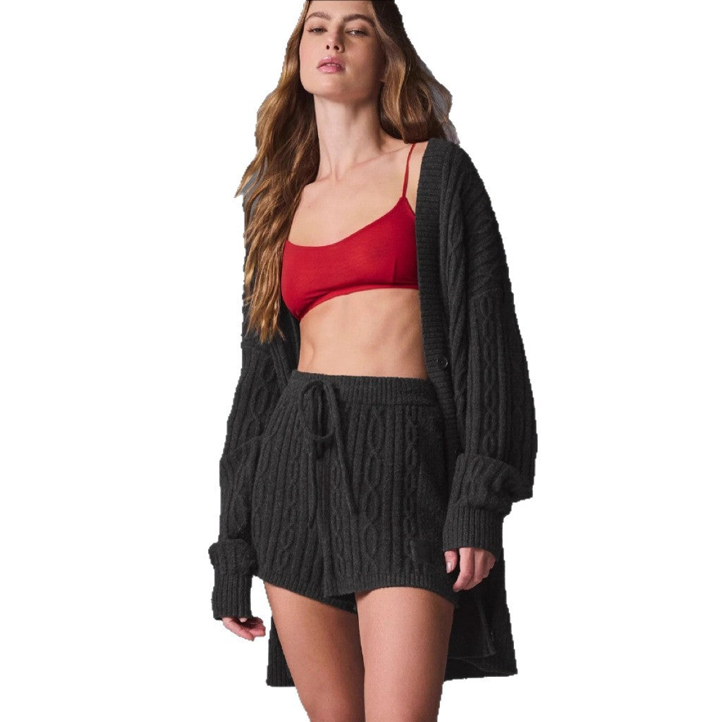 Damen Grobstrick Cardigan mit lässigem Schnitt und weichen Ärmeln WW