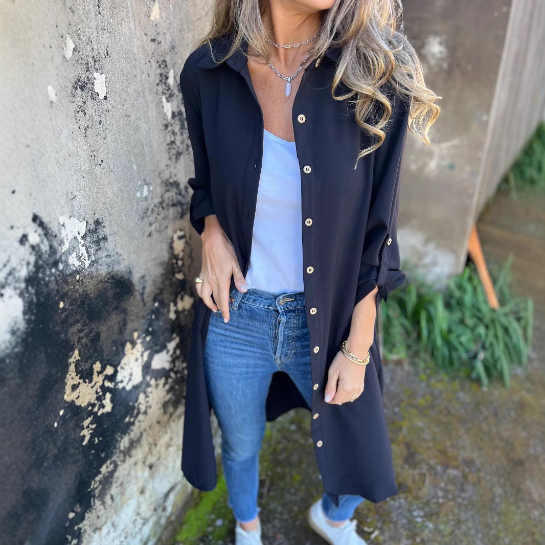 Damen Longbluse mit elegantem Schnitt und lässigen Details WW