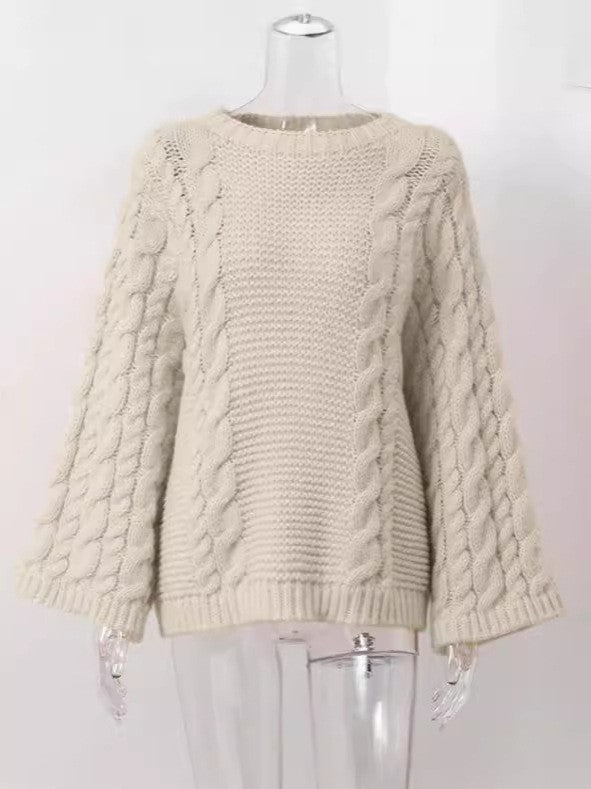 Damen Grobstrick Pullover mit lässigem Schnitt WW
