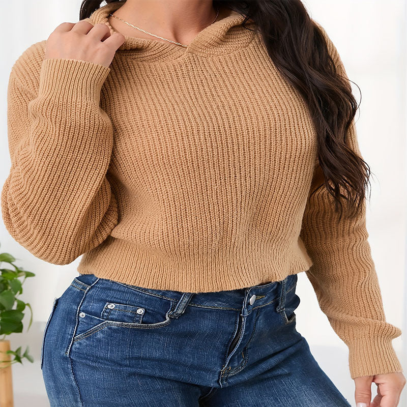 Damen lässiger Hoodie aus strukturiertem Strick WW