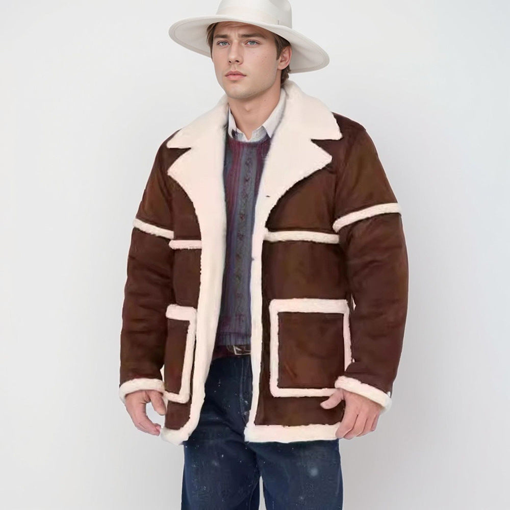 Herren Lammfelljacke mit vollem Kunstfellfutter und praktischen Taschen WW