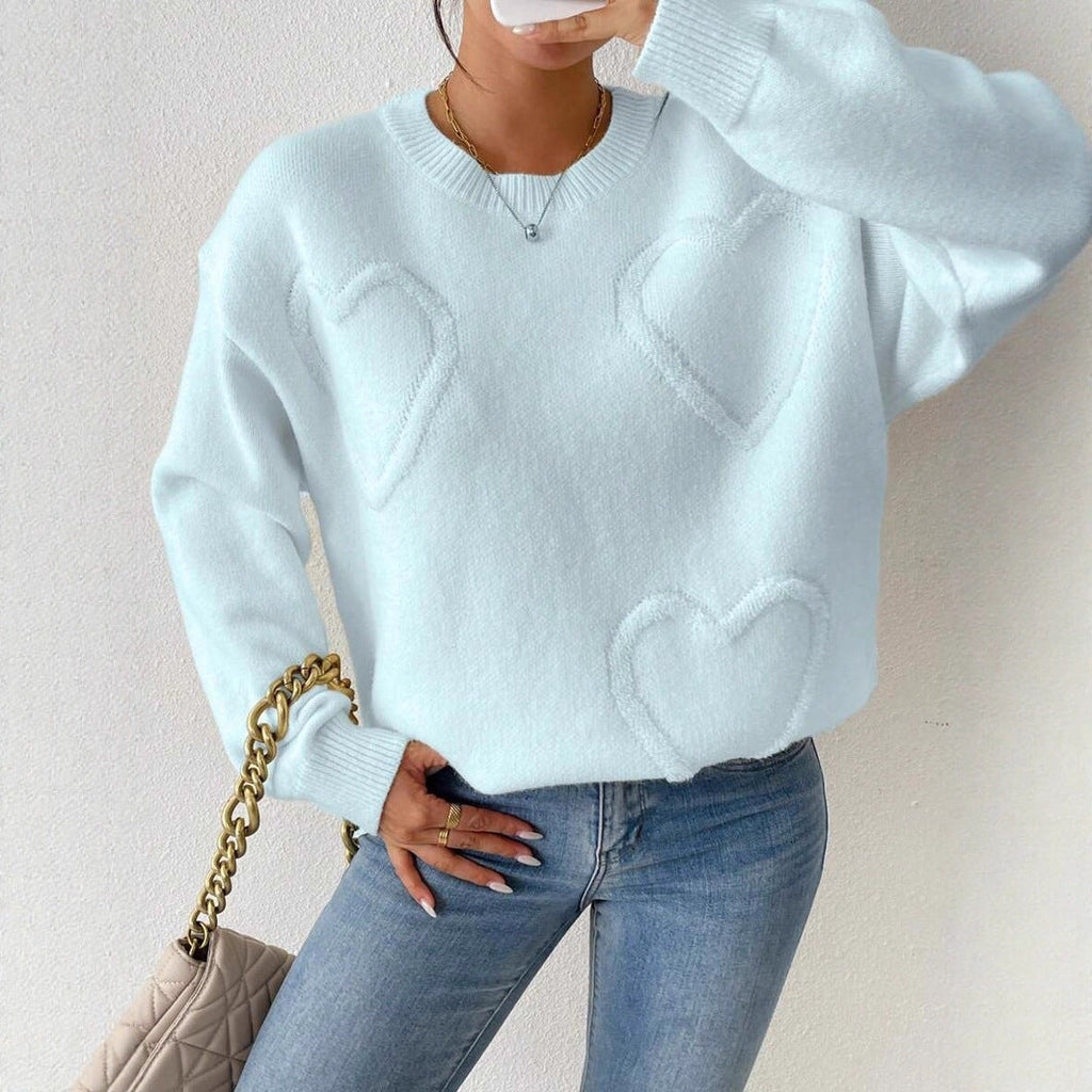 Damen Strickpullover mit Herzoptik und lässigem Schnitt WW