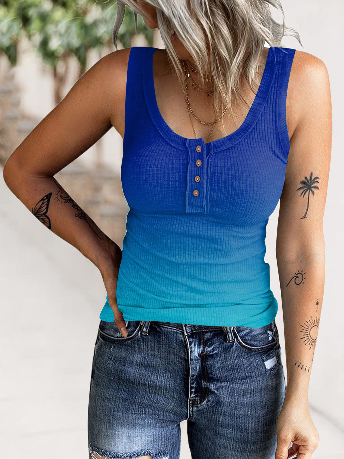 Damen Sportliches Tanktop mit modernem Knopfdetail WW