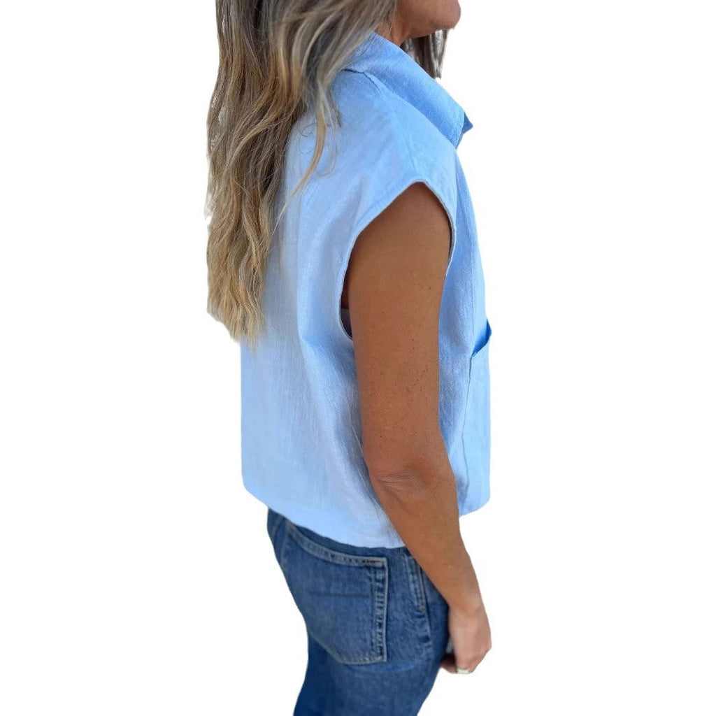 Damen Kurzarm Bluse mit praktischen Taschen WW