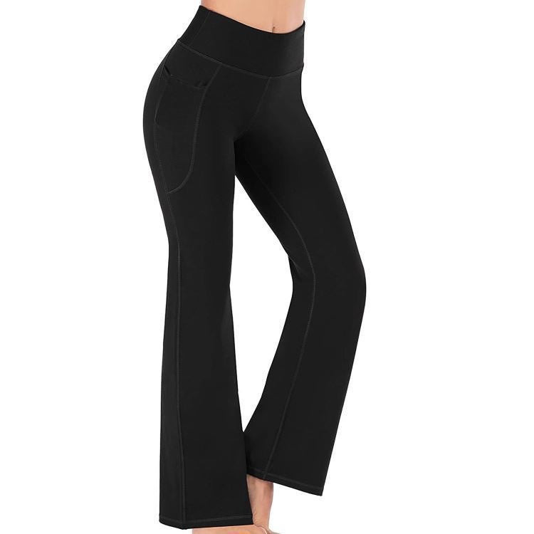 Damen Sportliche Bootcut-Leggings mit hohem Bund und Seitentaschen WW