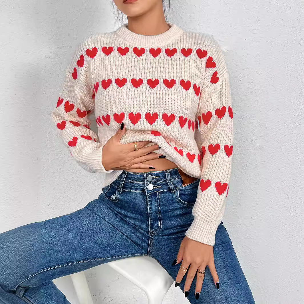 Damen Pullover mit Herzmotiv in lässiger Passform WW