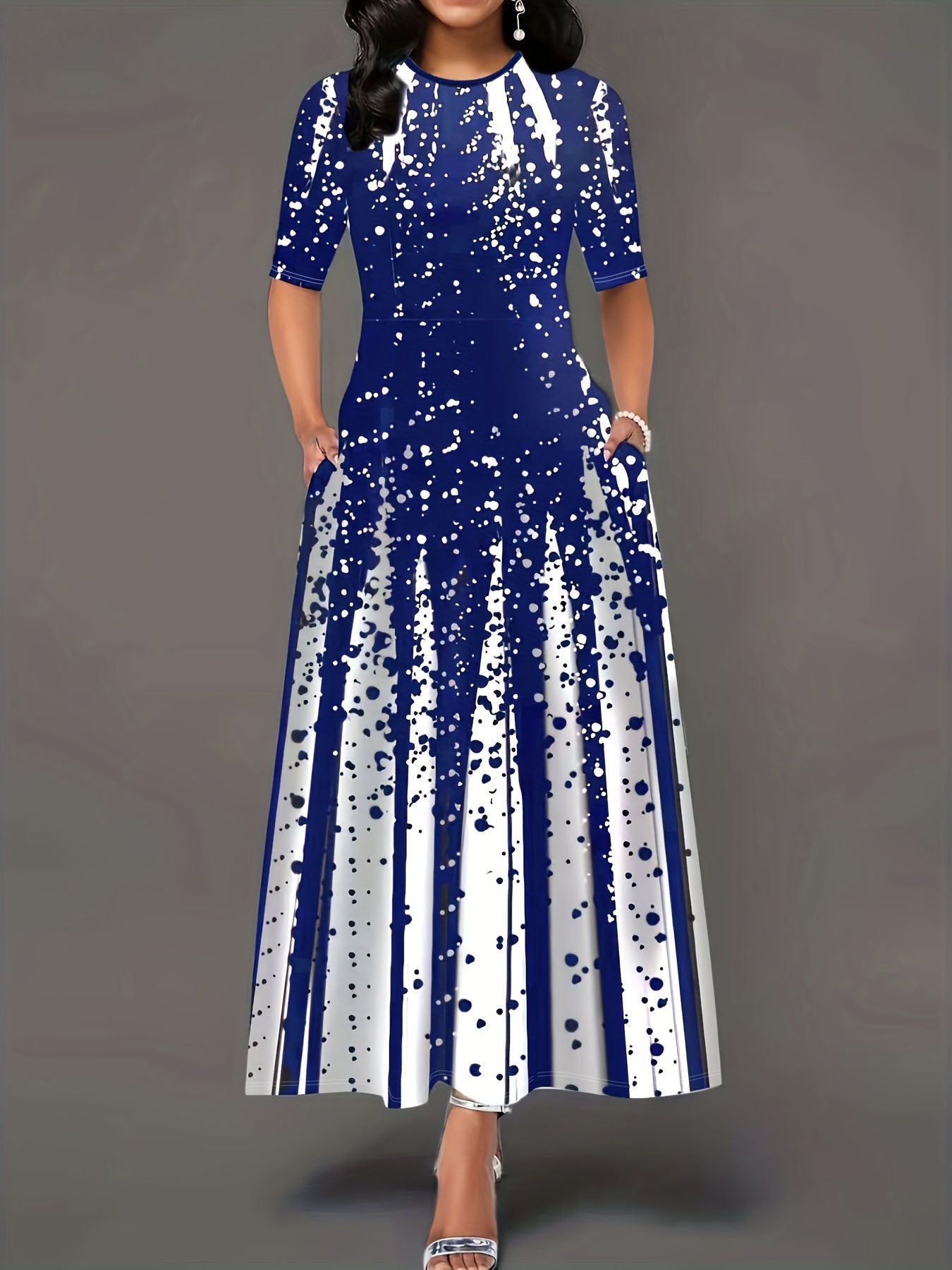 Damen Maxikleid mit elegantem Spritzmotiv WW