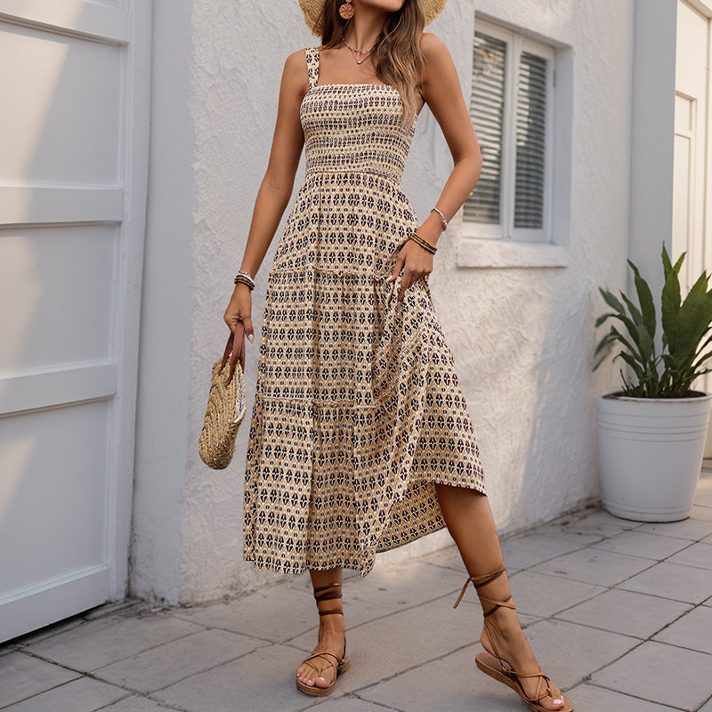 Damen Maxikleid mit schickem Raffungselement und einzigartigem Muster WW