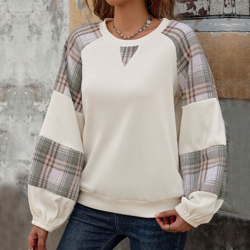 Damen lässiger Pullover mit Karoden und modischem Schnitt WW