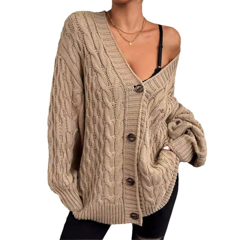 Damen Strickjacke mit hochwertiger Zopfmuster-Optik und praktischen Knopfdetails WW