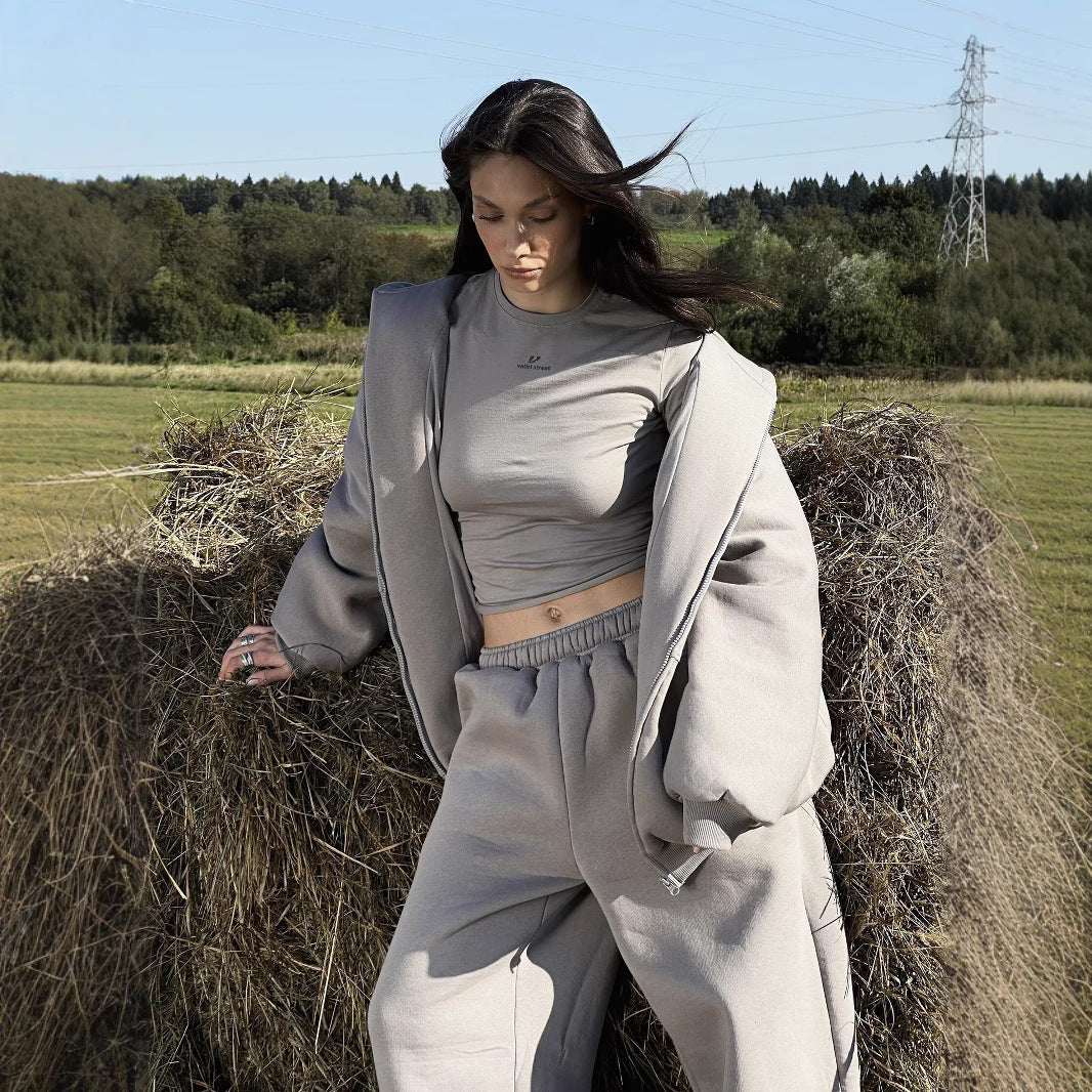 Damen lässige Fleece-Jacke mit hohem Kragen und großzügigen Taschen WW