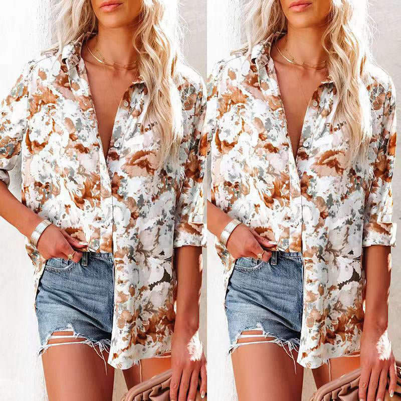 Damen lässige Bluse mit floralem Muster und bequemen Schnitt WW