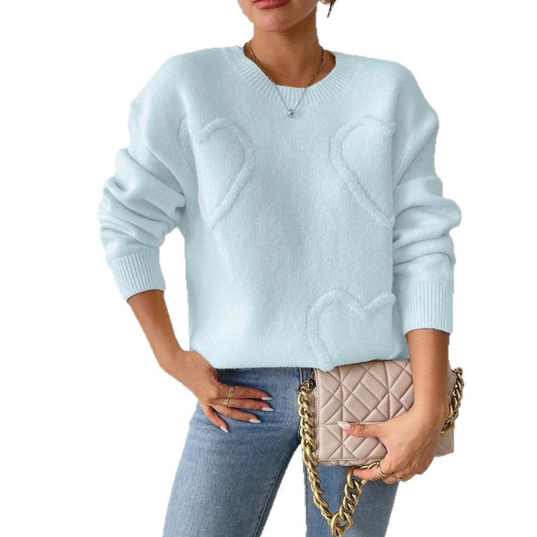Damen Strickpullover mit Herzoptik und lässigem Schnitt WW