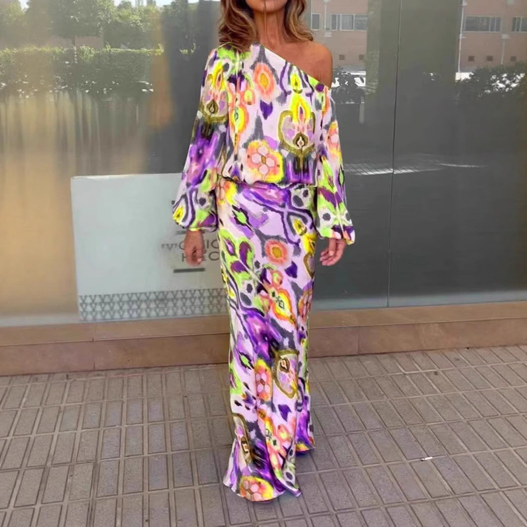 Damen Maxi-Kleid mit asymmetrischem Schnitt und eleganten Ärmel WW