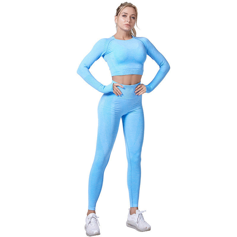 Damen Sport-Leggings mit verlängerter Passform und langem Arm-Top WW