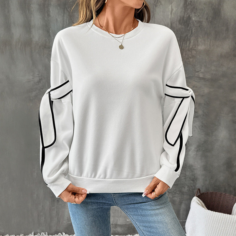 Damen sportliches Sweatshirt mit kontrastierenden Ärmeldetails WW