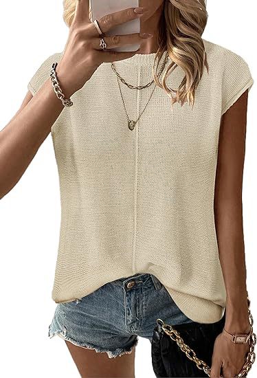 Damen Kurzarm Strickpullover WW