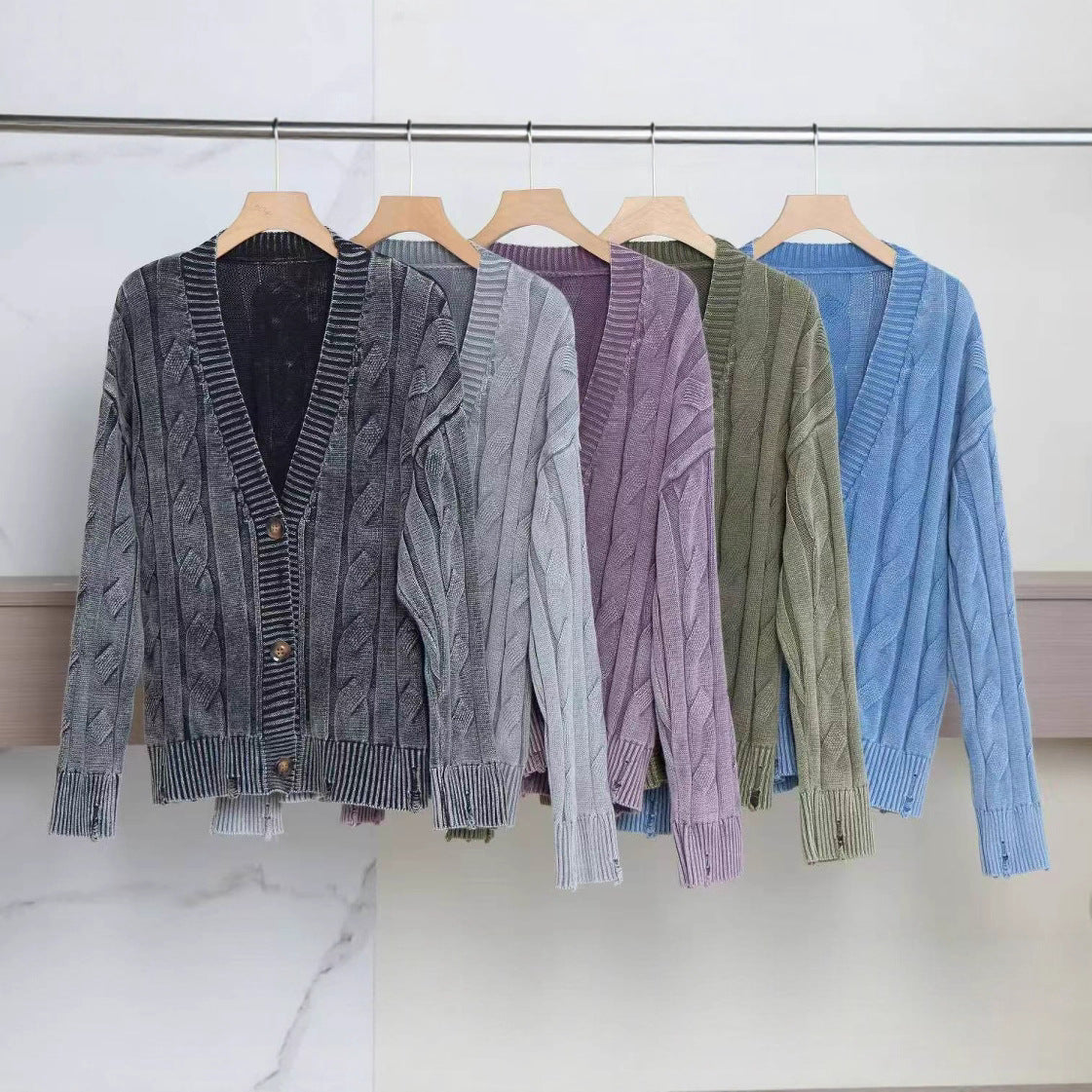 Damen offene Strickjacke mit Zopfmuster und zeitlosem Design WW