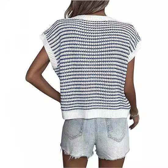 Damen lässiger Strickpullover mit modernem Waffelmuster WW